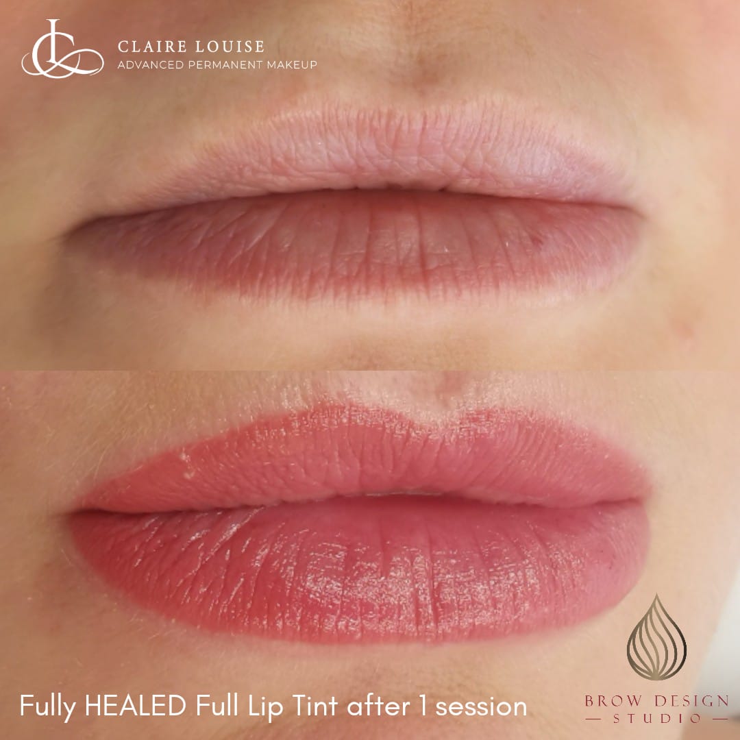 Stunning healed results of a Full Lip Tint Tattoo